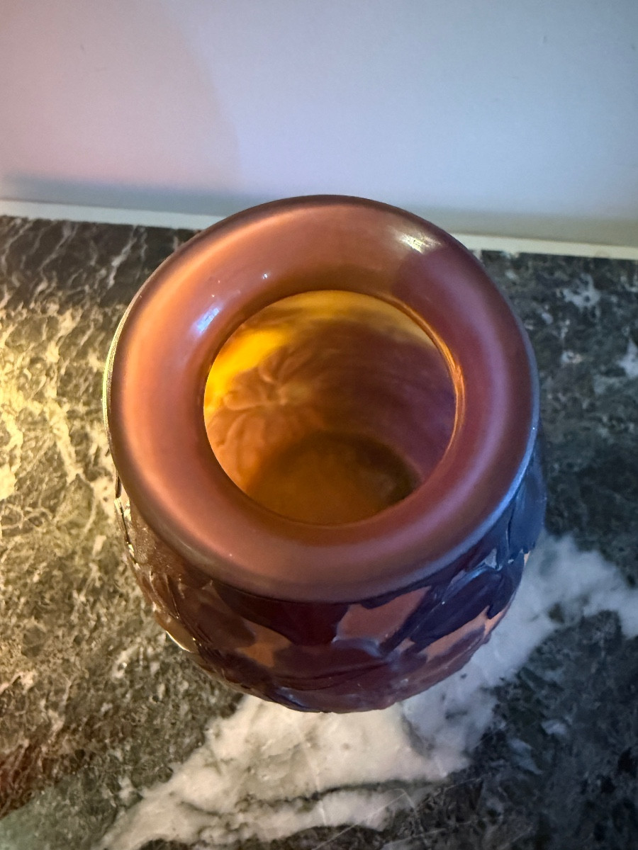 Établissements Gallé – Vase en verre multicouche à décor de clématites – Image 6