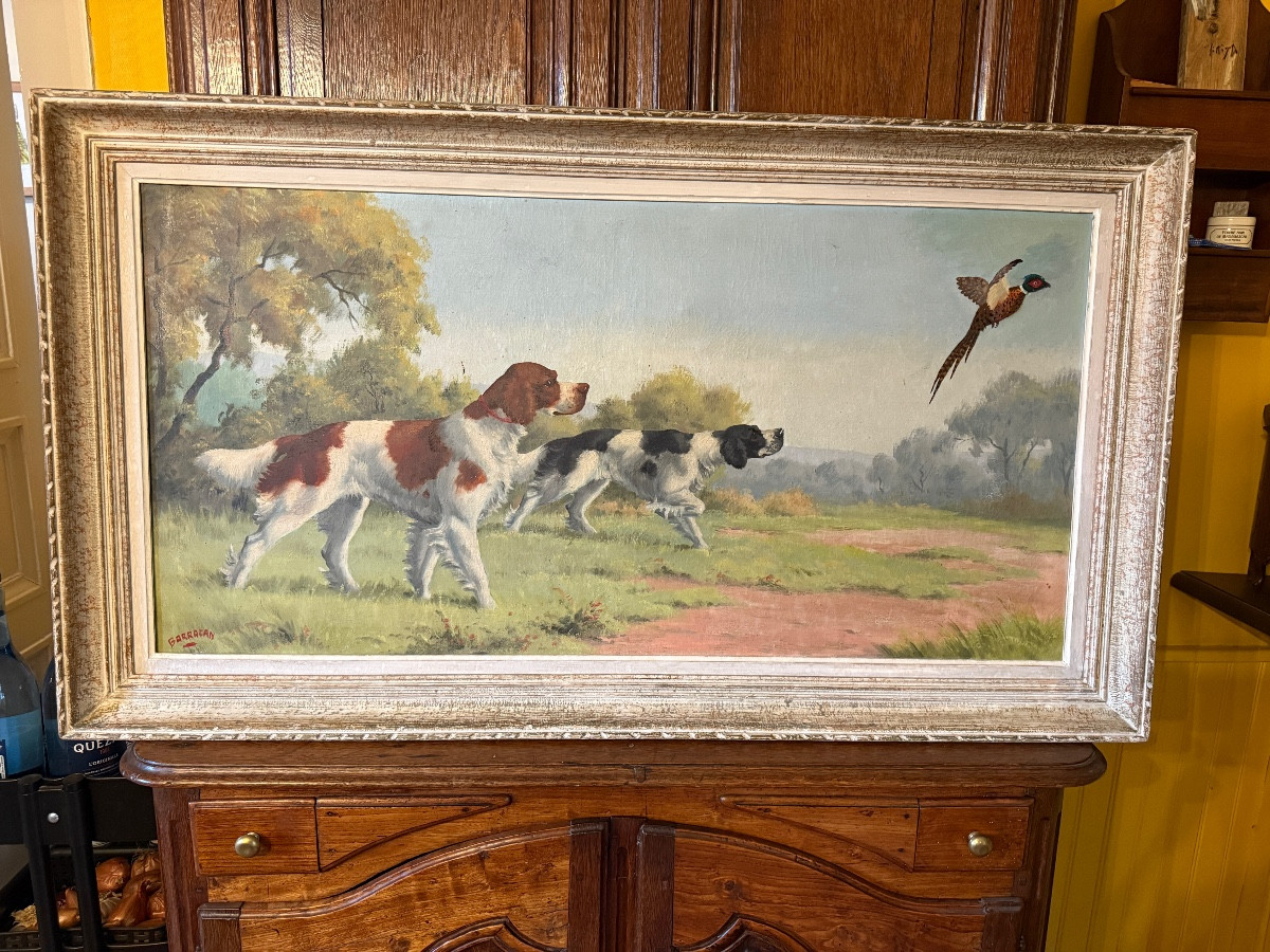 Chiens de chasse à l'arrêt sur un faisan – Image 3