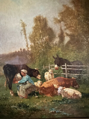 Henry Van Wyk (1833-1889), huile sur toile "L’âne à la barrière"