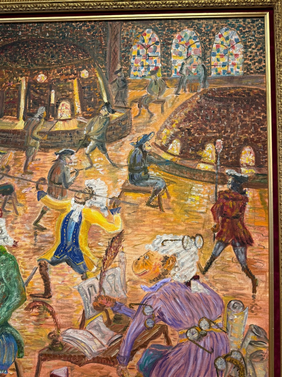 Grand tableau de singes – Atelier de verrerie signé Barois, 1996 – Image 2