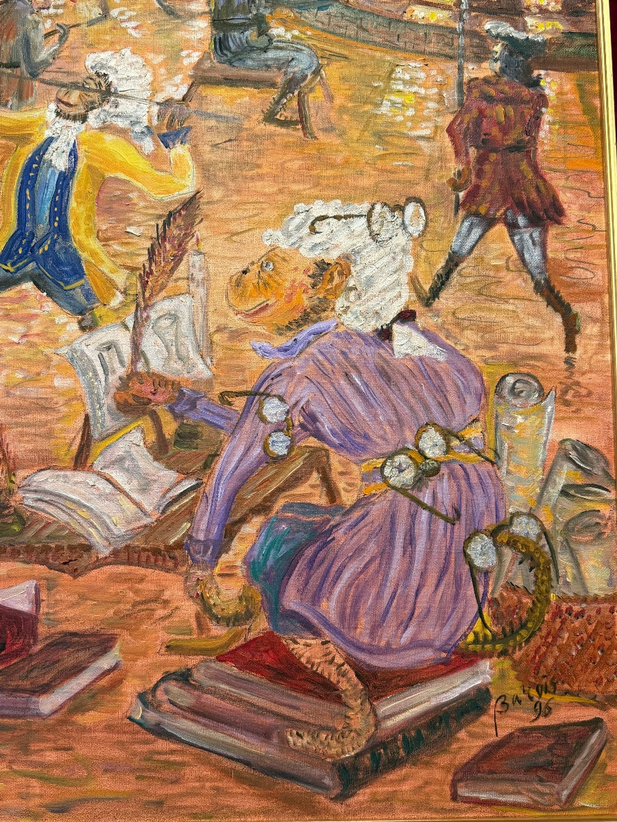 Grand tableau de singes – Atelier de verrerie signé Barois, 1996 – Image 3
