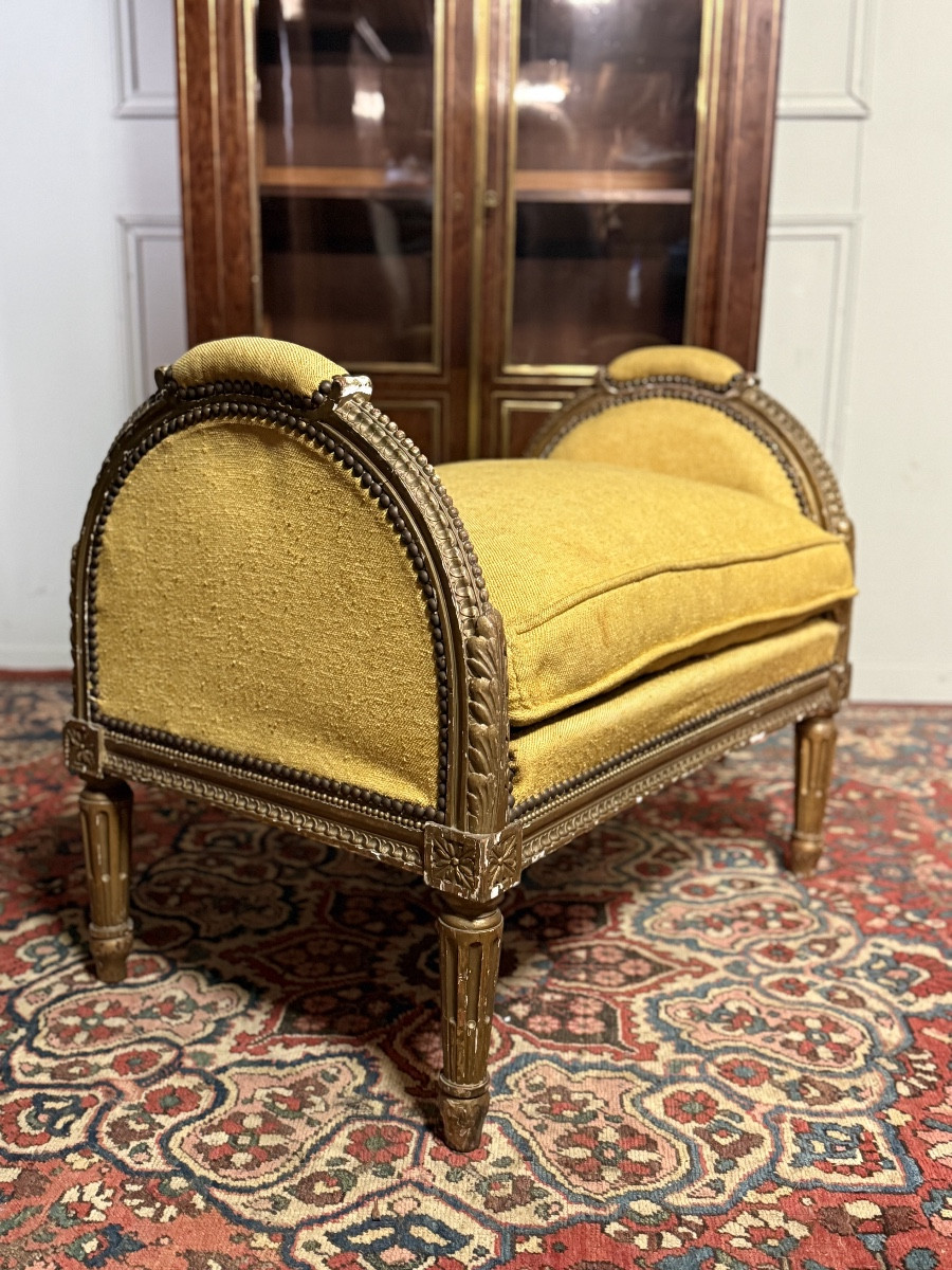 Banquette de style Louis XVI en bois doré. – Image 2