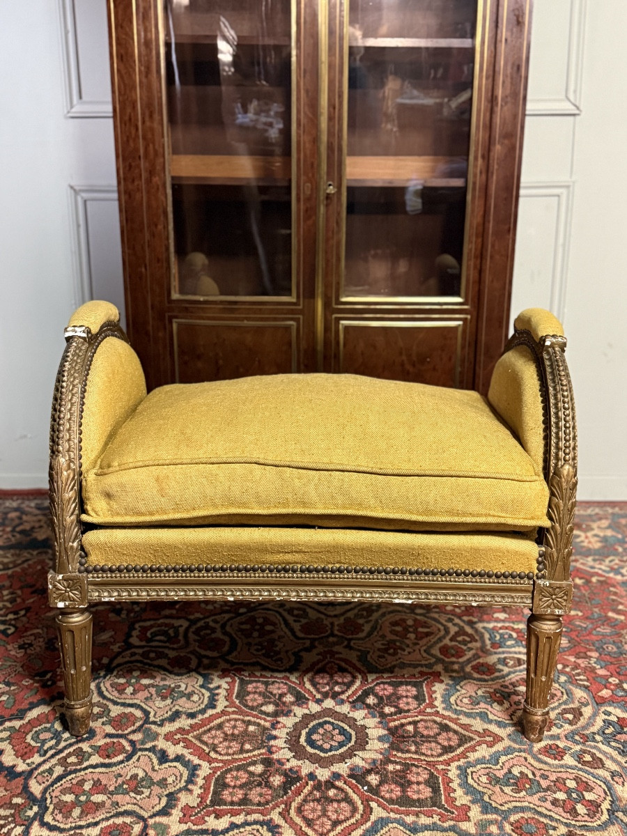 Banquette de style Louis XVI en bois doré. – Image 3