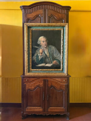 Peinture à l’huile représentant un portrait d’érudit sous Louis XVI