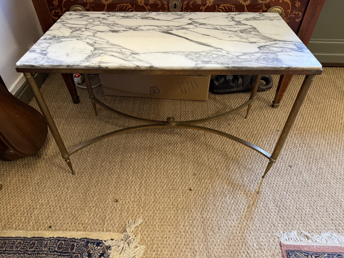Table basse laiton et marbre – Image 4