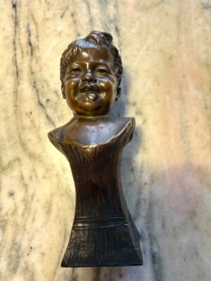 Luigi Melchiorre – L’Enfant qui rit, petit buste en bronze vers 1900