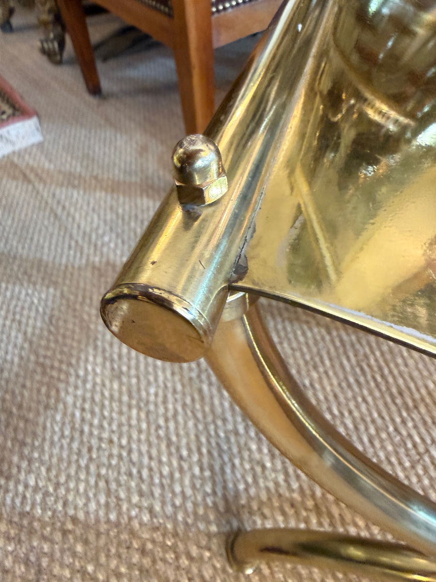 Tabouret curule en laiton massif doré, dans le goût de la Maison Jansen – Image 3