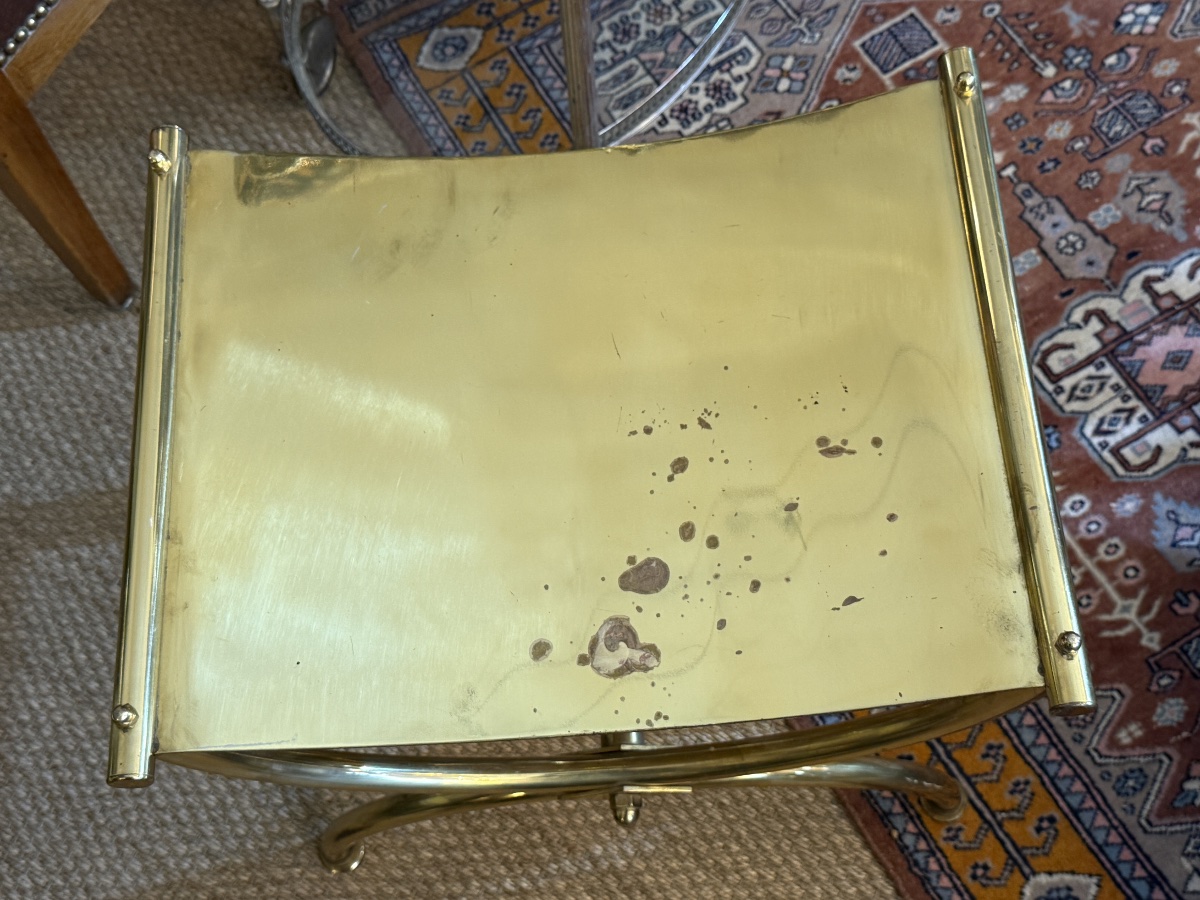 Tabouret curule en laiton massif doré, dans le goût de la Maison Jansen – Image 4