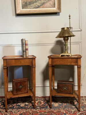 Paire de chevets de style Louis XVI en bois fruitier