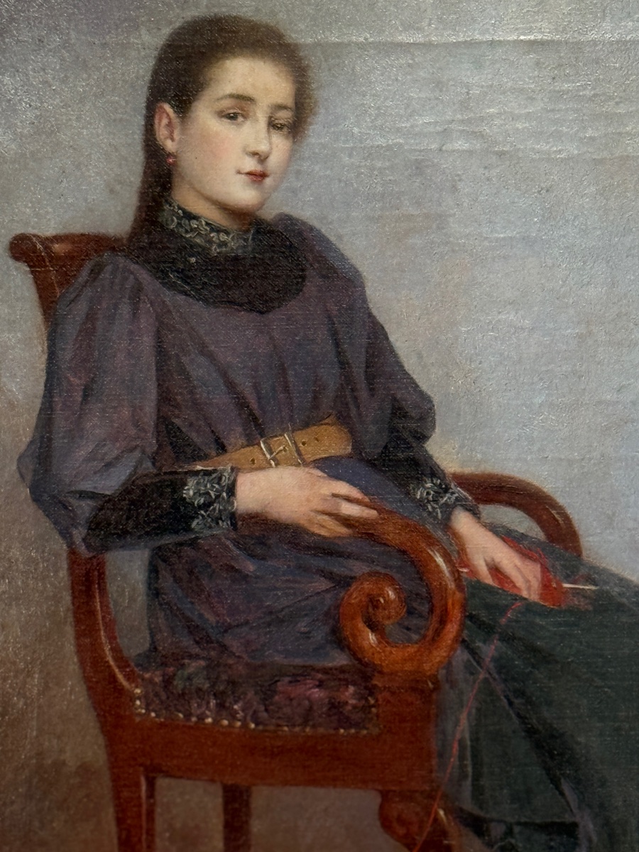 Marcel Meys (1886–1972) — Portrait d’une jeune fille à son tricot – Image 2