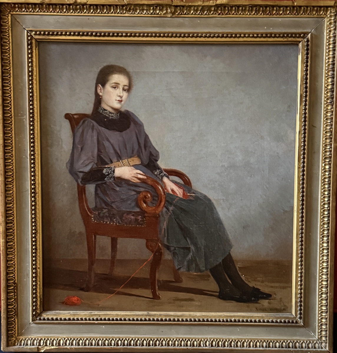 Marcel Meys (1886–1972) — Portrait d’une jeune fille à son tricot