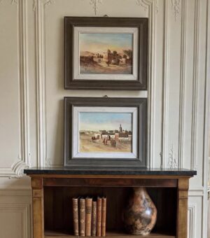 Paire d’huiles sur toile orientalistes, vues de Safi au Maroc