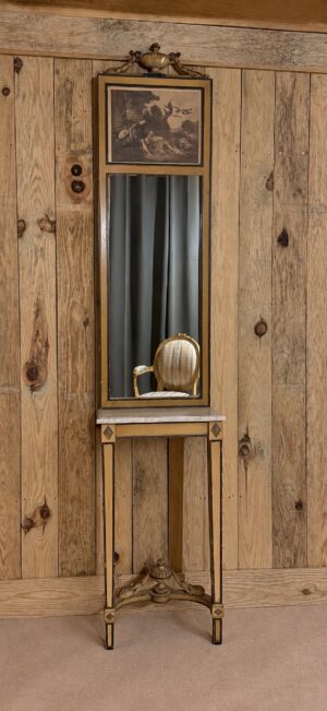 Ensemble console et trumeau de style Directoire en bois peint