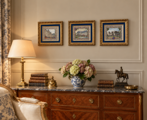 Les Châteaux de la Loire – Trois plaques de porcelaine signées Jean Gradassi